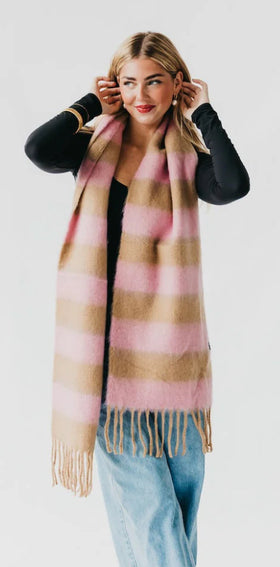 Pretty Simple-STEVIE STRIPED TASSEL SCARF