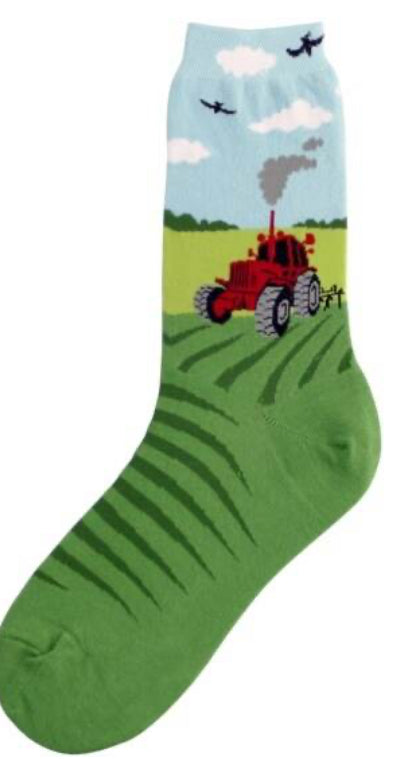 Women’s Red Farm Tractor Socks by Foot Traffic - Jilly's Socks 'n Such