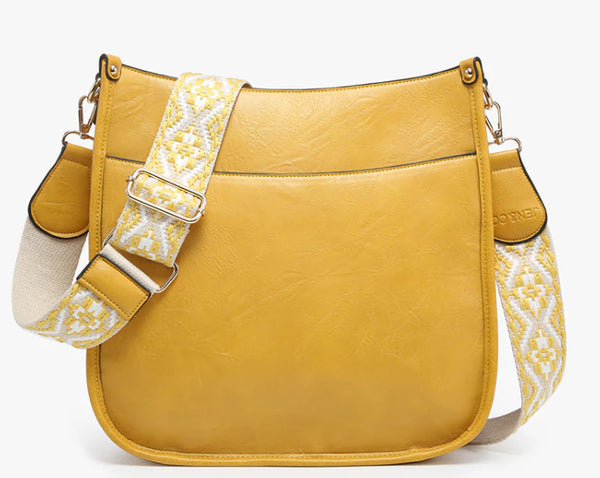 Jen & Co Chloe Crossbody Purse with Guitar Strap - Mustard