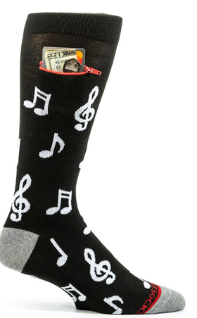 Pocket socks-Music notes on black