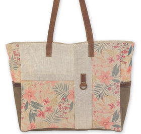 Sun N Sand Vintage Leaves & Flowers Shoulder Tote