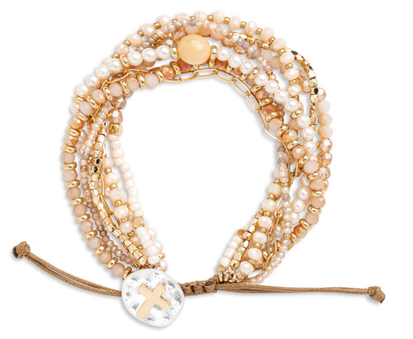 Your Journey Champagne Adjustable Beaded Prayer Bracelet 7