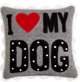 “I ❤️ My Dog” Felt Pillow by Mudpie