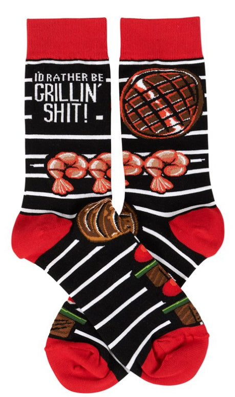 I’d Rather Be Grillin’ Shit Socks - One Size - Jilly's Socks 'n Such