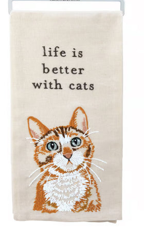 LIFE IS BETTER WITH CATS kitchen towel