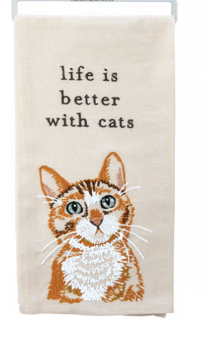 LIFE IS BETTER WITH CATS kitchen towel - Jilly's Socks 'n Such
