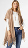 Coco+Carmen Eloise Hooded Ruana with Frayed Fringe-4 colors