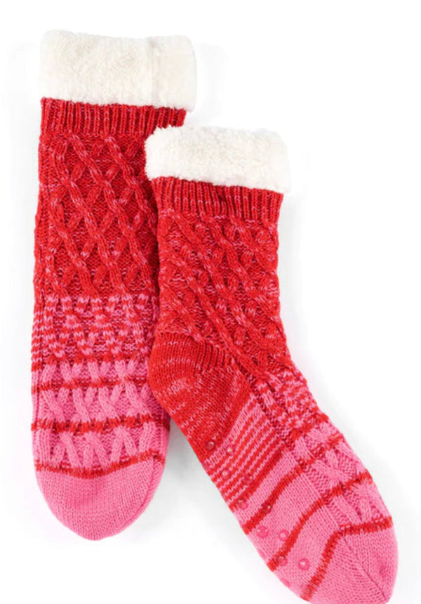 Shiraleah Slipper Socks-Jovie red & pink - Jilly's Socks 'n Such