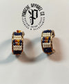 Beaded half hoop earrings-3 colors