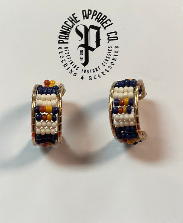 Beaded half hoop earrings-3 colors