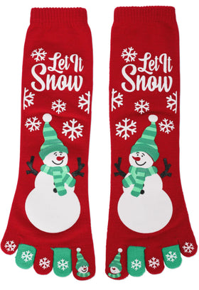 Festive Holiday Non-Skid Toe Socks- “Let It Snow”