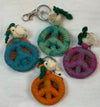 Peace Sign with Dove & Olive Branch wool key fob - Jilly's Socks 'n Such