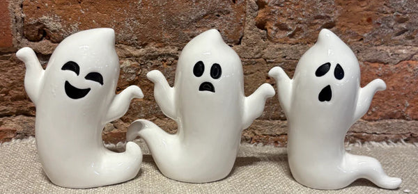4.5” Ceramic Sitabout Ghosts-3 styles - Jilly's Socks 'n Such