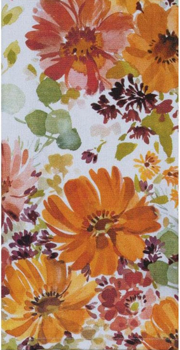 Autumn Joy Floral Toss fall kitchen towel - Jilly's Socks 'n Such