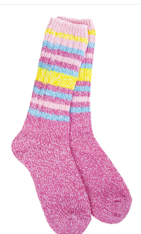 Women's World's Softest Socks - Ibis Rose Stripe - Jilly's Socks 'n Such