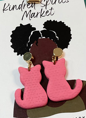 Kindred Spirits Market Earrings Style 1033 - pink cat