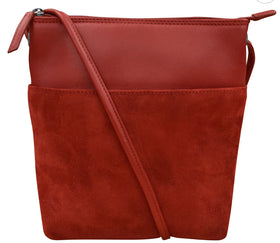 Ili Midi Sac leather & suede Crossbody-red