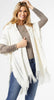 Coco+Carmen Eloise Hooded Ruana with Frayed Fringe-4 colors