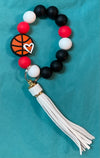 Husker Silicone Wristlet Keychain - 3 Styles (White Tassel)