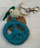 Peace Sign with Dove & Olive Branch wool key fob