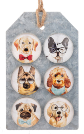 Glass Dog Magnets set of 6