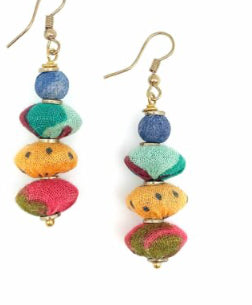 Aasha Wide Round Disc Beads Drop Earrings by Anju