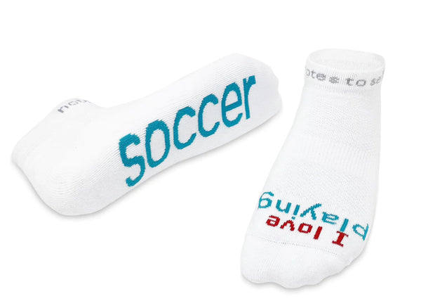 Notes to Self Socks “I love playing soccer” White Multiple sizes - Jilly's Socks 'n Such