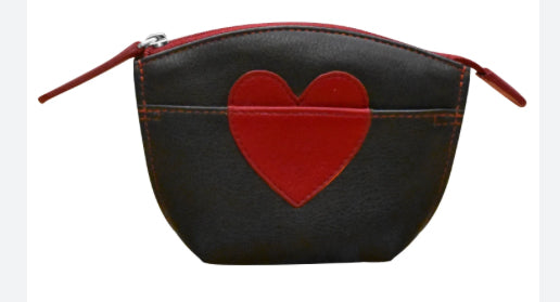 Genuine Leather Heart Coin Purse by ILI New York