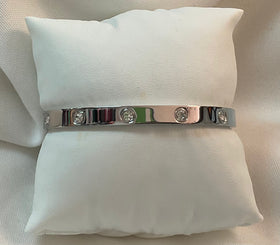 Bangle Bracelet with Cubic Zirconia- silver or gold