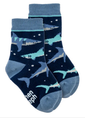 Toddler socks by Stephen Joseph - “Navy Sharks”