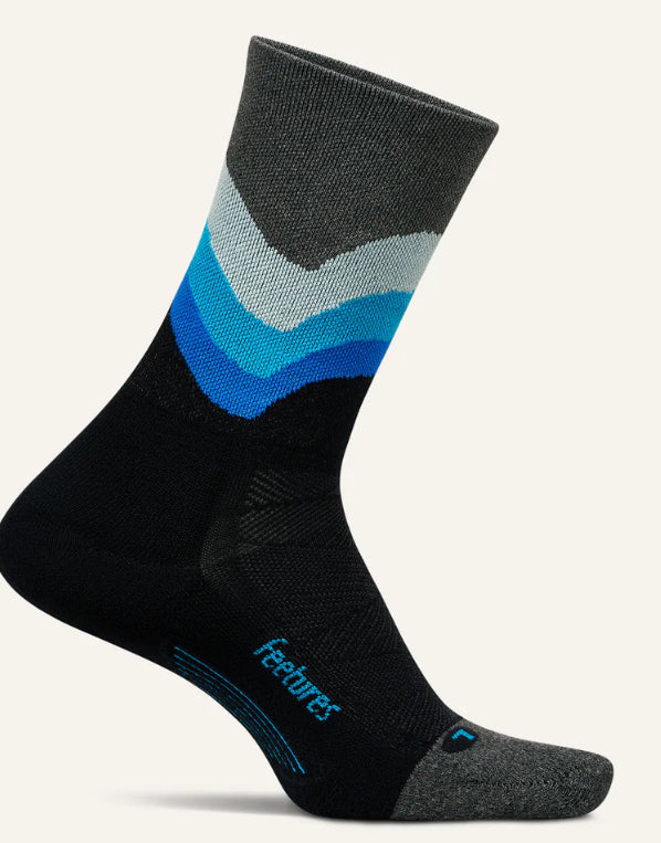 Elite Light cushion Mini Crew socks by Feetures “Black Swell”