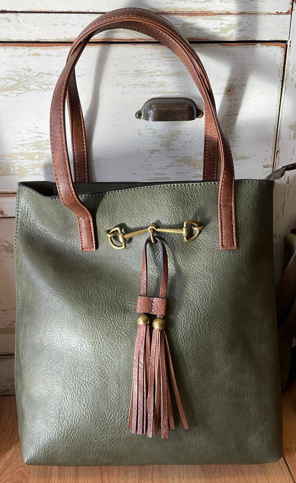 Liz Soto “Jane” horsebit tote with tassel - 4 colors - Jilly's Socks 'n Such