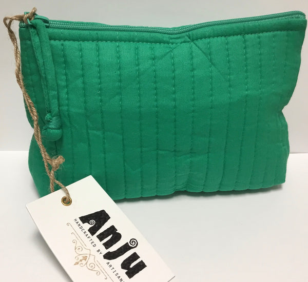 Aviva Collection – Quilted Solid Cotton Travel Pouch by Anju - Jilly's Socks 'n Such
