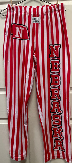 Lounge Pants by Brief Insanity “Nebraska” red/white striped