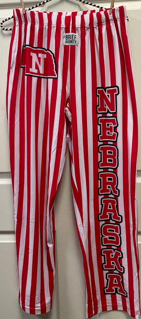 Lounge Pants by Brief Insanity “Nebraska” red/white striped