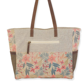 Sun N Sand Vintage Leaves & Flowers Shoulder Tote