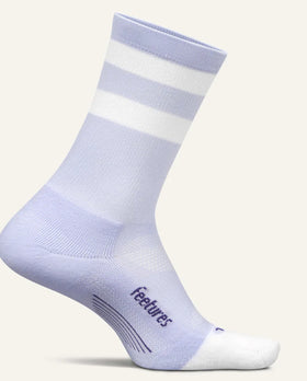 Elite Light cushion Mini Crew socks by Feetures “Lilac High Top Stripe”