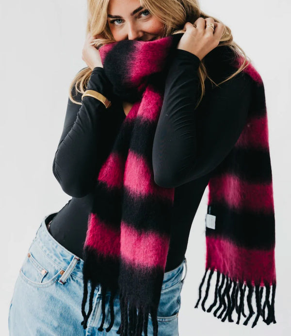 Pretty Simple-STEVIE STRIPED TASSEL SCARF - Jilly's Socks 'n Such