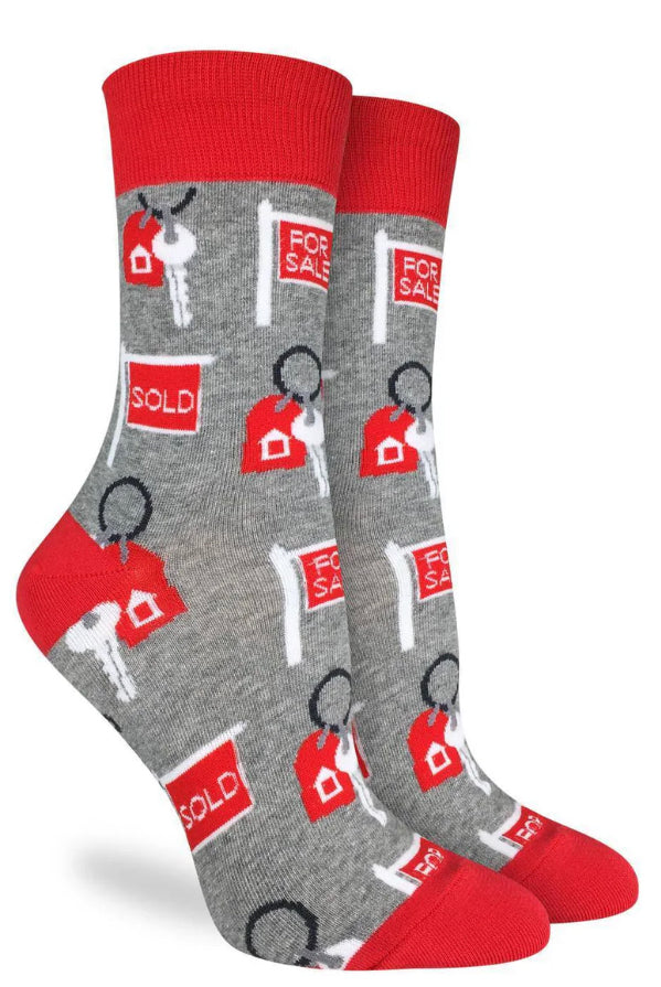 Women’s REAL ESTATE socks by Good Luck Sock - Jilly's Socks 'n Such