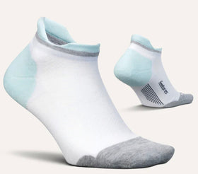 Elite Max cushion no show socks by Feetures- “White Sky”