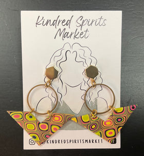 Kindred Spirits Market Earrings Style 850 - pinks, mustard, black geometric