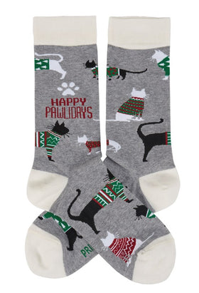 Happy Pawlidays/cat Socks - One Size