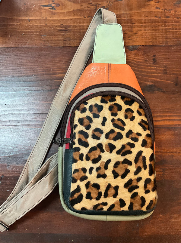Red Leather Leopard Print Bag - Chloe