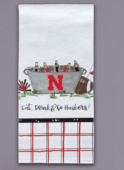 Husker towel-“Eat, Drink & Go Huskers” - Jilly's Socks 'n Such