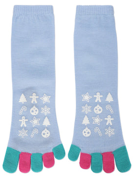Festive Holiday Non-Skid Toe Socks- “Skating Penguin”