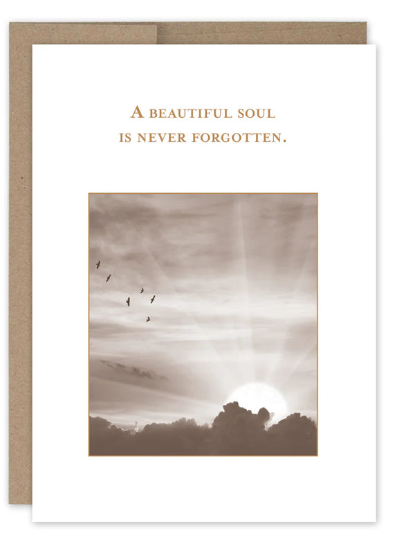 “A beautiful soul is never forgotten.” Shannon Martin sympathy card - Jilly's Socks 'n Such