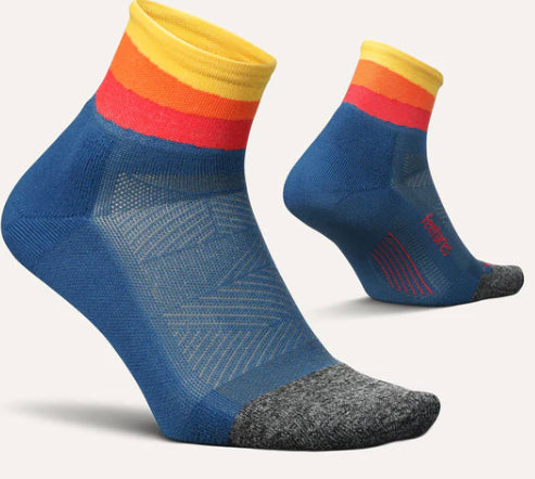 Elite Light Cushion Quarter socks by Feetures - “Solar Ascent” - Jilly's Socks 'n Such