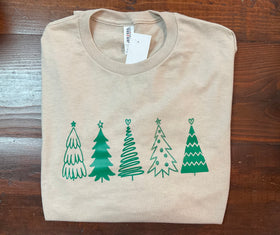 Contemporary Christmas Trees - Long sleeve beige t-shirts