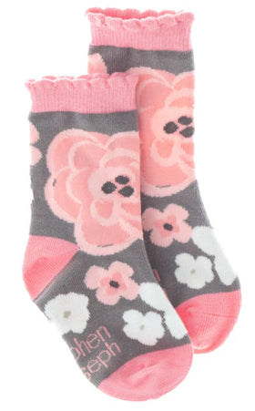 Toddler socks by Stephen Joseph - “Charcoal Flower”