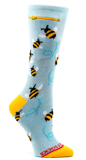 Pocket socks-Bees on Blue